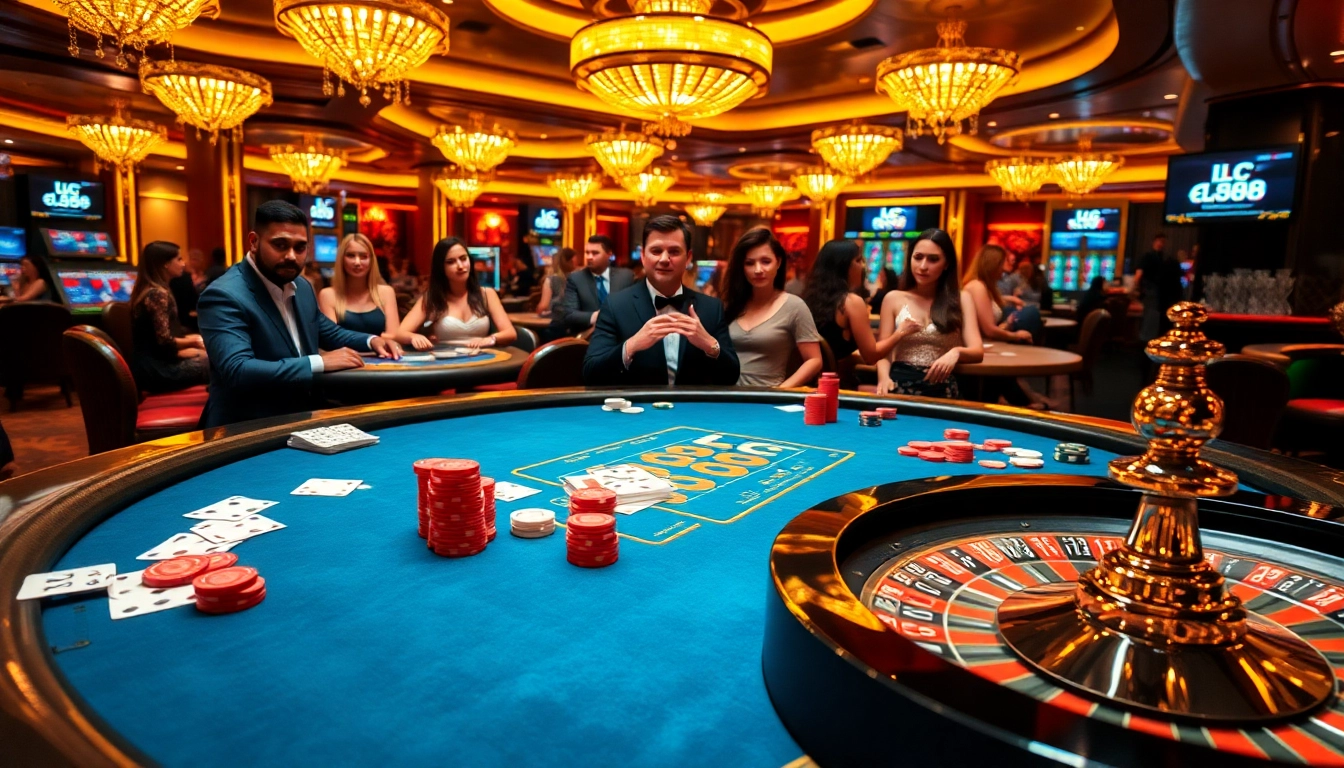 Experience the thrill of lc 88 gaming at a vibrant casino table with poker chips and cards.